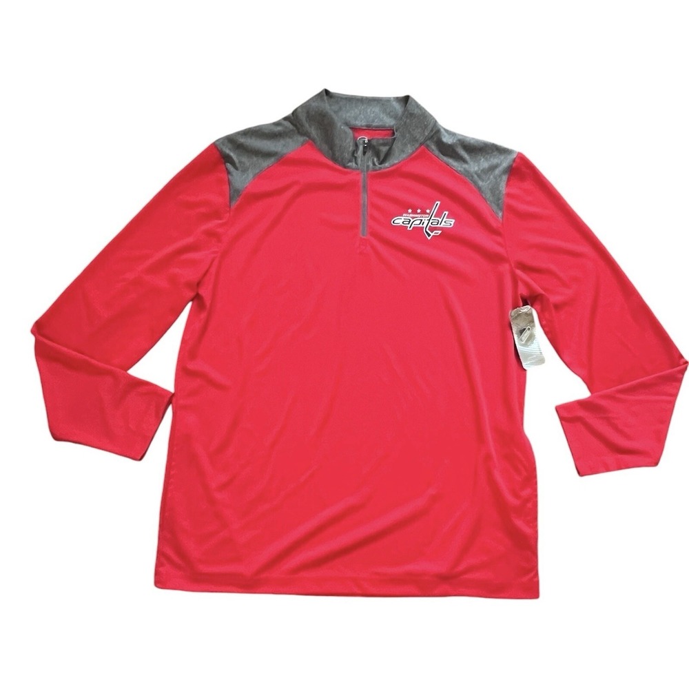 Washington Capitals NHL‎ 1/4 Zip Long Sleeve Shirt Men's Large Red Pockets New